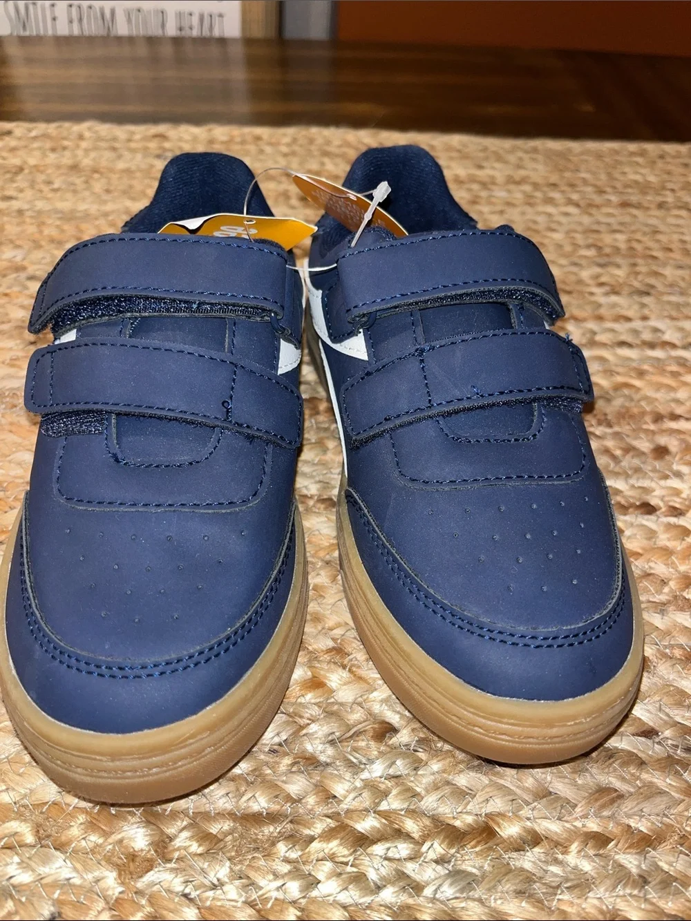 New Gymboree Navy and white Low-Top Sneakers with Double Velcro size 13